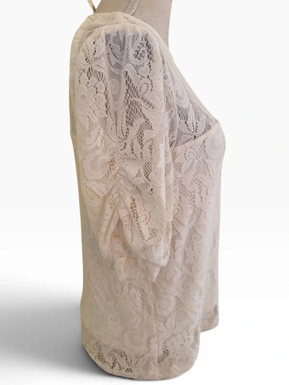 Anthropologie White Lace Short-Sleeve Blouse